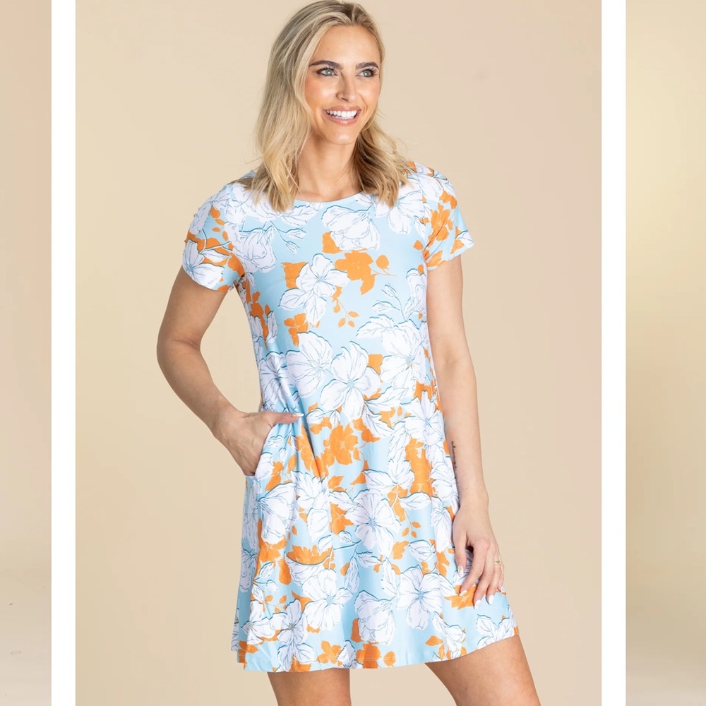 Filly Flair Blue & White Floral Dress Size Small